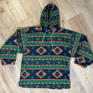 Vintage Laundromat Aztek Southwestern Fleece Pullover Hooded Sweatshirt Large